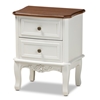 Baxton Studio Darlene Classic and Traditional French White and Cherry Brown Finished Wood 2-Drawer End Table